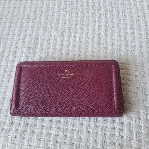 Kate Spade New York Burgundy Faux Leather Zip Around Wallet